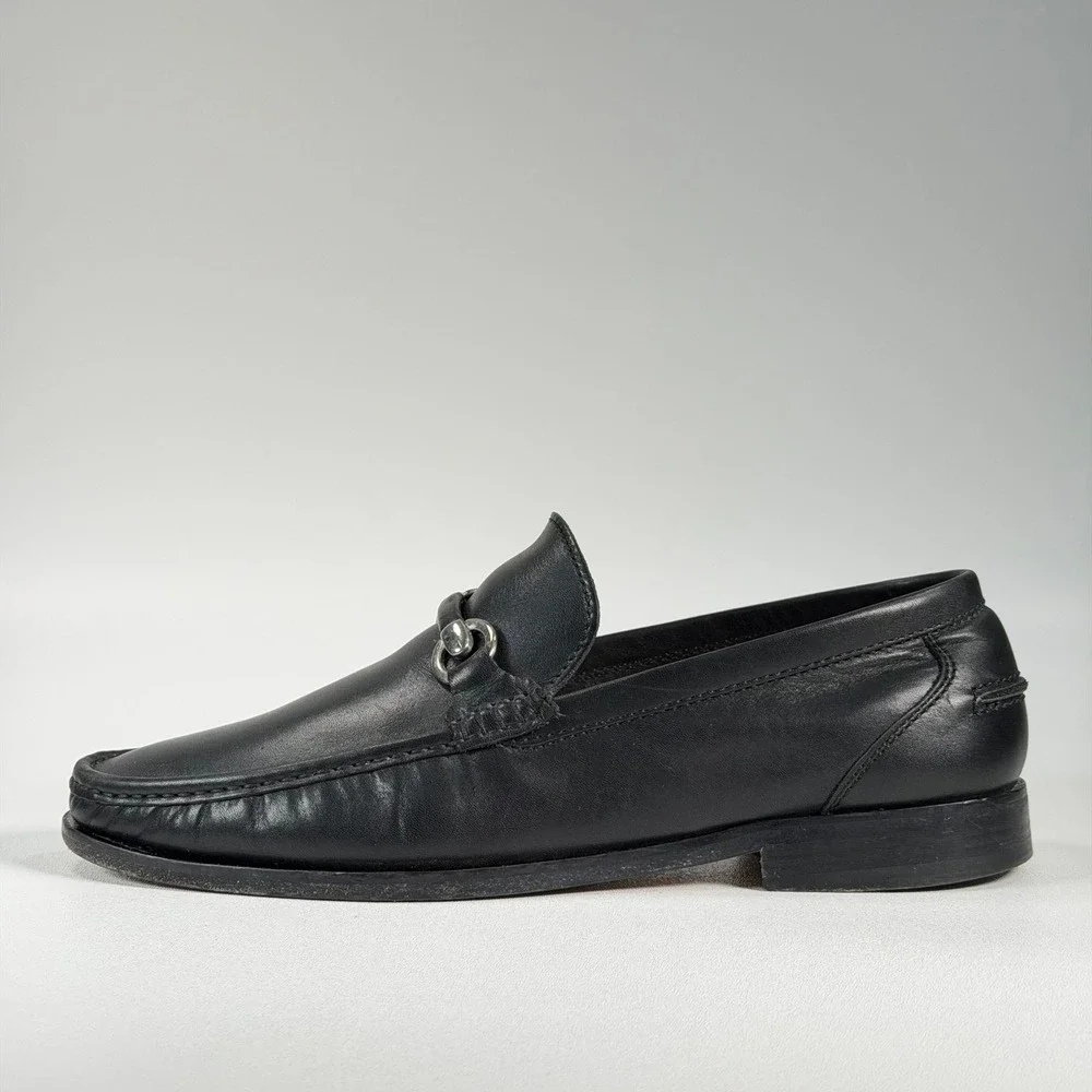 Grilli Roma Bit Loafers Mens 44 Black Leather Classic Slip On Made in Italy